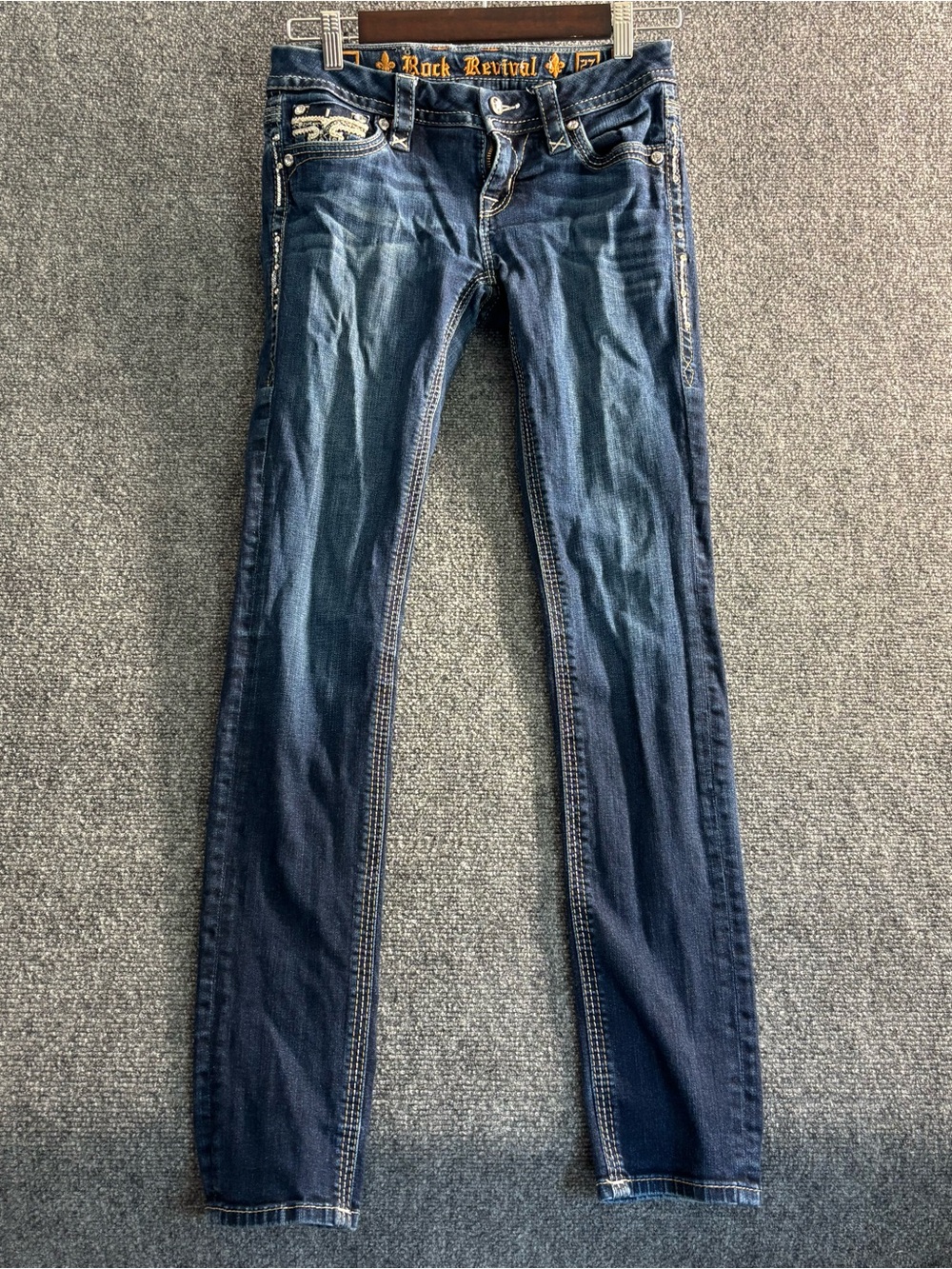 Rock Revival Women's Indigo Skinny Jeans with Contrast Stitching